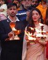 विनोद बच्चन की रोमांटिक - कॉमेडी 'गिन्नी वेड्स सनी 2' के लिए मेधा शंकर और अविनाश तिवारी ने ऋषिकेश की गंगा आरती में आशीर्वाद लिया।23