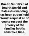 Palak Muchhal request for privacy as Palaash-Smriti's wedding put on hold29