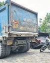 I dead as bike crashes into dumper25