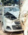 Driver unhurt as car rams into cable drum