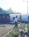 LPG tanker overturns