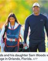 Tiger Woods and son Charlie share the lead