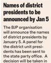 BJP's state unit president to be elected in January