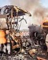 ANDHRA: Bus catches fire after crash, 14 killed6