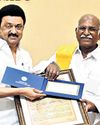 CM hands over Karunanidhi Tamil award to ex-UoM prof