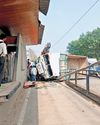 Tragedy averted as tipper turns turtle on BRTS stretch