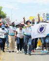Security forum marches over labour concerns Security forum marches over labour concerns5
