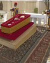 In an open casket the Pope is finally at peace In an open casket the Pope is finally at peace