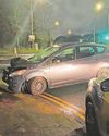 Driver hunt after crash car is left in the road Driver hunt after crash car is left in the road10