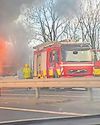 DRAMATIC BLAZE ON A55 INVOLVED SCHOOL BUS0