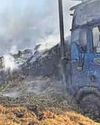 Lorry carrying straw catches fire on A14 Lorry carrying straw catches fire on A140