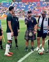 Paisley's tartan trekker conducts coin toss for Bolivia friendly2