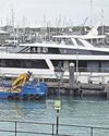Impressive yacht moors alongside0