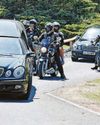 Biker joined in his final ride by family and fellow riders Biker joined in his final ride by family and fellow riders