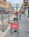 Section of city street cordoned off after debris fell from building10