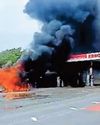 Dog saved from burning van near petrol station3