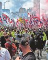 TEMPERS FLARE ON DAY OF PROTEST TEMPERS FLARE ON DAY OF PROTEST0