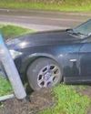 Police dog tracked suspects after BMW crashed into lamppost Police dog tracked suspects after BMW crashed into lamppost10
