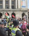 Protesters exchange views in city square0