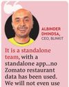 Bistro app not to use Zomato data, says Blinkit's Dhindsa