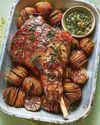 One-pan lamb with hasselback potatoes One-pan lamb with hasselback potatoes