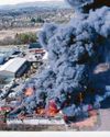 Six injured in huge blaze at works site25