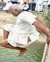 Protests erupt during CM's visit, 3 jump into canal17