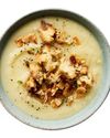 Celeriac soup with almond pangrattato