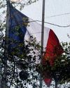 French fly flag in Damascus as West holds talks in Syria.