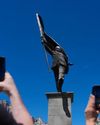 Banksy installs statue on plinth in central London7