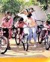 Taapsee Pannu gifts bicycles to schoolgirls30