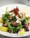 WARM WINTER SALAD WITH GRILLED PEARS, WALNUTS, AND GOAT CHEESE