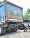 I dead as bike crashes into dumper24