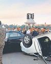 Car flips after crash at Vijay Chowk; no injuries reported14