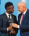 Vinicius dedicates award to children in tough situations