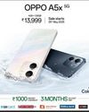 OPPO Launches New A5x 5G 4+128GB Variant -Featuring Flagship Design, 6000mAh Battery, and Military-Grade Durability Indian Chronicle