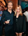 BILLIE AND DAMIAN STYLISH IN BLACK AT DINO SHOW LAUNCH HELLO! UK
